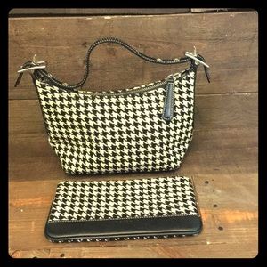 Coach houndstooth handbag and pouch.